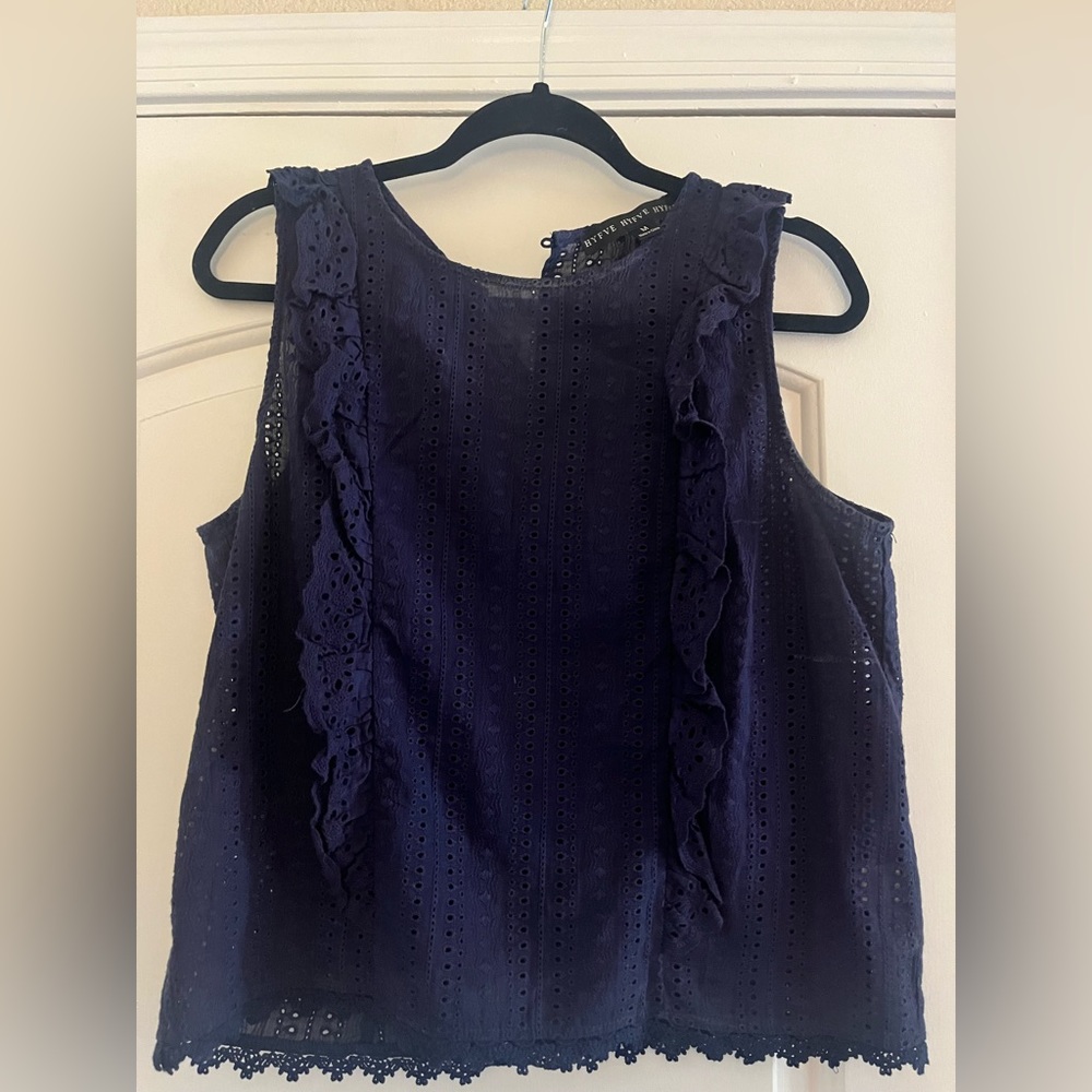 Blue lace sleeveless top